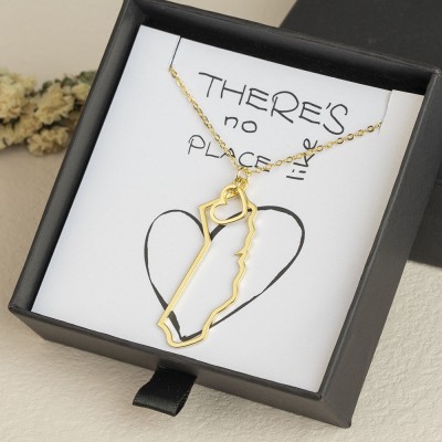Personalized Gift for Her Home State Outline Best Friend Necklace There Is No Place Like