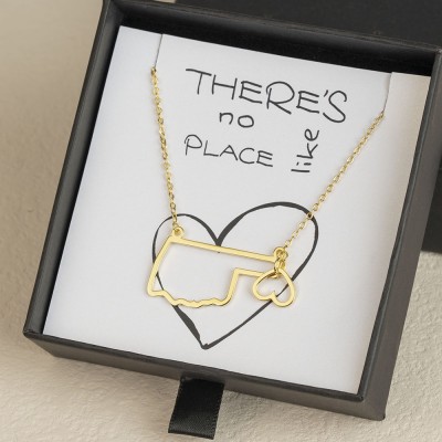 Personalized Gift for Her Home State Outline Best Friend Necklace There Is No Place Like