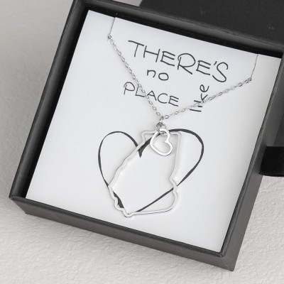 Personalised Gift for Her Home State Outline Best Friend Necklace There Is No Place Like