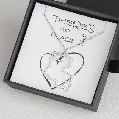 Personalised Gift for Her Home State Outline Best Friend Necklace There Is No Place Like