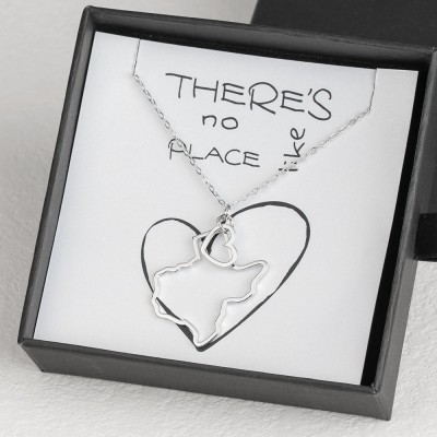 Personalised Gift for Her Home State Outline Best Friend Necklace There Is No Place Like