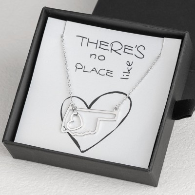 Personalised Gift for Her Home State Outline Best Friend Necklace There Is No Place Like