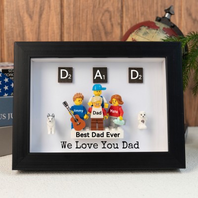 Personalised Tiny Figure With Frame and Brick For Dad Father's Day Gift Ideas