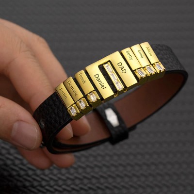 Father's Day Gifts Men's Personalised Bracelet with Kids Name for Dad 