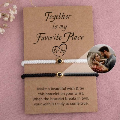Personalised Photo Memorial Projection Bracelet For Couple Wife Christmas Valentine's Day Gift