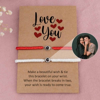 Personalised Photo Projection Bracelet For Couple Wife Christmas Valentine's Day Gift