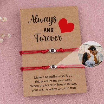 Personalised Memorial Photo Projection Bracelet For Couple Wife Christmas Valentine's Day Gift