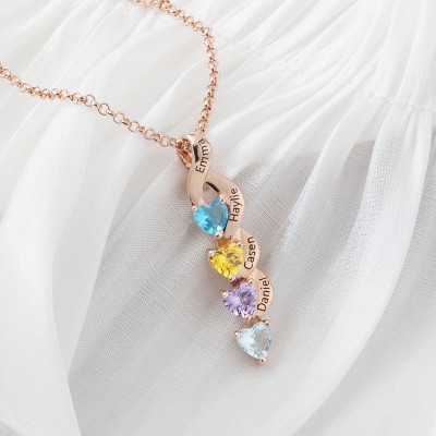 Personalised 1-7 Name Necklace With Birthstone
