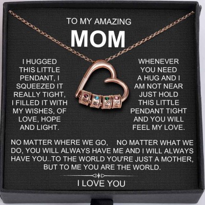 To My Mum Personalised Heart Necklace with Kids Name Beads For Mother's Day Christmas Gift Ideas