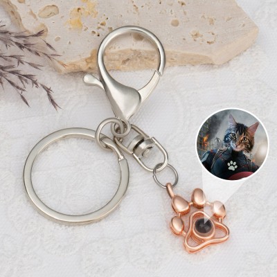Personalised Photo Projection Keychain For Cat Dog Pet Lovers