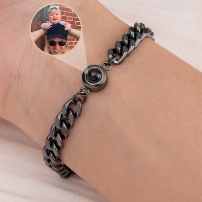 Personalised Photo Projection Bracelet For First Father's Day Gift Ideas