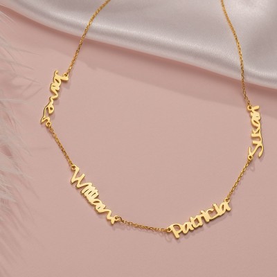 Personalised Name Necklace With 1-6 Family Names Gift