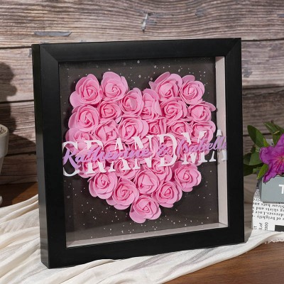 Personalised Grandma Flower Shadow Box With Kids Name For Grandma Mother's Day Gift Ideas