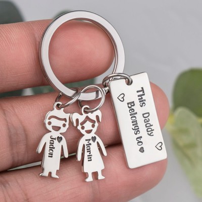 Personalised 1-10 Kids Charms Engraving Name Keychains Gifts For Father's Day
