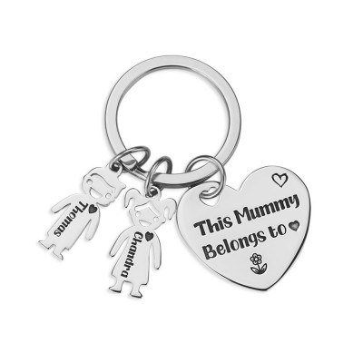 Personalized 1-10 Kids Charms Engraving Name Keychains Gifts For Mother's Day