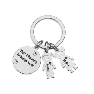 Personalized 1-10 Kids Charms Engraving Name Keychains Gift