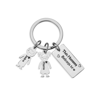 Personalized 1-10 Kids Charms Engraving Name Keychains Gifts