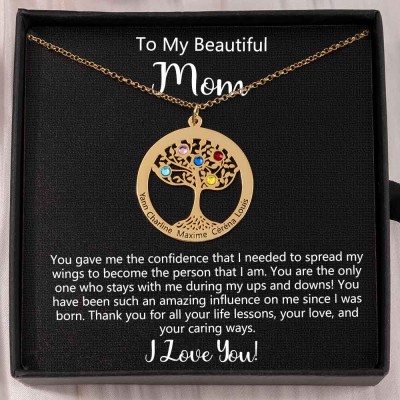 To My Mum Personalised Family Tree Name Birthstone Necklaces