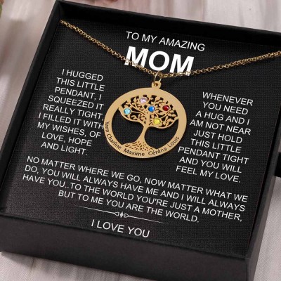 To My Mum Personalised Family Tree Name Birthstone Necklaces