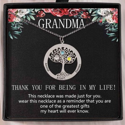 To My Grandma Personalised Family Tree Necklaces With Names For Mother's Day Gift Ideas