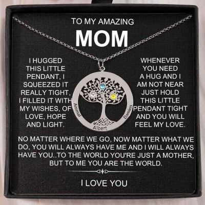 To My Mum Personalised Family Tree Necklaces With Names For Mother's Day Gift Ideas
