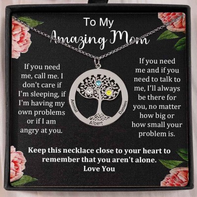 To My Mum Personalised Family Tree Necklaces With Names For Mother's Day Gift Ideas