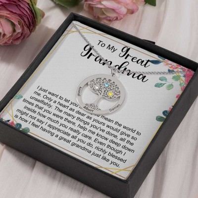 To My Grandma Personalised Family Tree Necklaces With Names For Mother's Day Gift Ideas