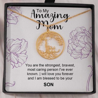To My Mum Personalised Family Tree Necklace For Mother and Children Gift Ideas