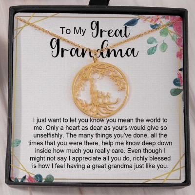 To My Grandma Personalised Family Tree Necklace For Mother's Day Gift Ideas