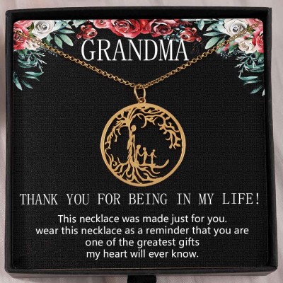 To My Grandma Personalised Family Tree Necklace For Mother's Day Gift Ideas