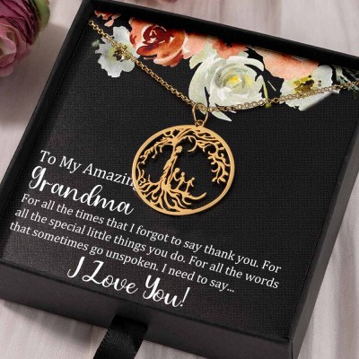 To My Grandma Personalised Family Tree Necklace For Mother's Day Gift Ideas