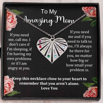 Personalised To My Mum Birthstone Heart Pendant Necklace Gift Ideas For Mother's Day