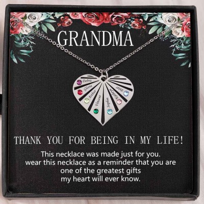Personalised To My Grandma Birthstone Heart Pendant Necklace Gift Ideas For Mother's Day
