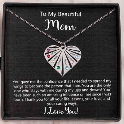 Personalised To My Mum Birthstone Heart Pendant Necklace Gift Ideas For Mother's Day