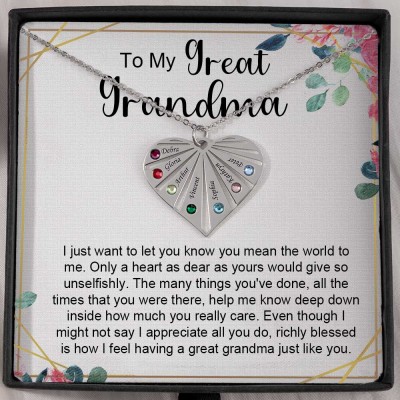 Personalised To My Grandma Birthstone Heart Pendant Necklace Gift Ideas For Mother's Day