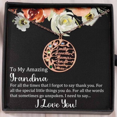 To My Grandma Personalised Family Tree Necklaces