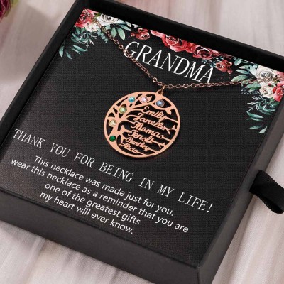 To My Grandma Personalized Family Tree Necklaces