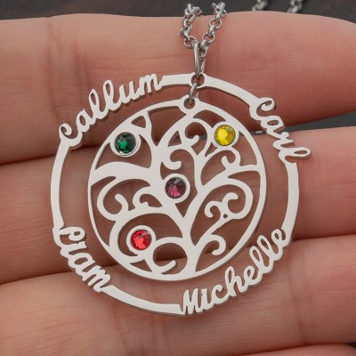 Personalised Family Tree Birthstone Necklaces Gift Ideas