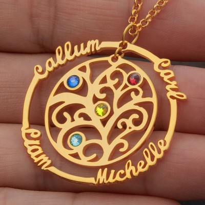 Personalised Family Tree Birthstone Necklaces Gift Ideas