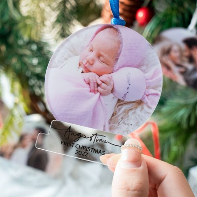 Personalised Newborn Baby First Christmas Photo Ornaments Bauble Decor