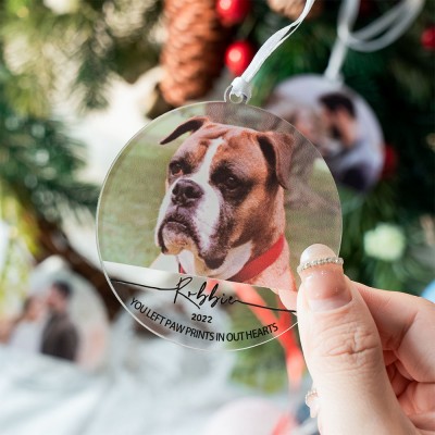 Personalised Christmas Pet Dog Memorial Photo Ornaments Tree Decor