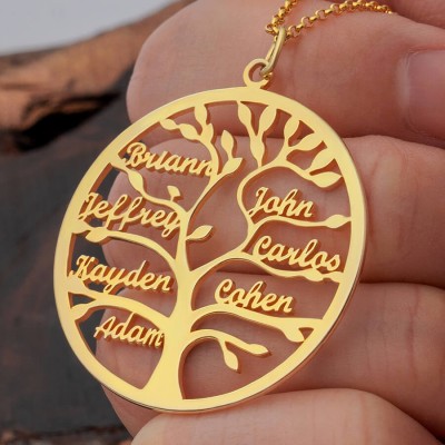 Personalised 1-9 Names Family Tree Necklaces
