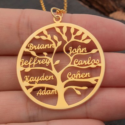 Personalised 1-9 Names Family Tree Necklaces