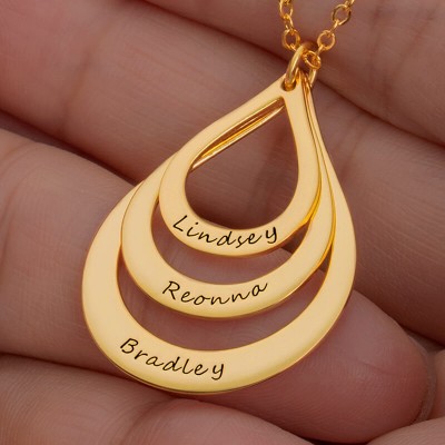 Personalised Drop Name Pendant Necklaces Gift for Her Mum Wife Grandma