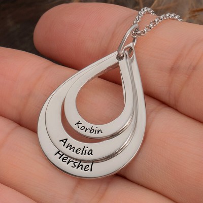 Personalised Drop Name Pendant Necklaces Gift for Her Mum Wife Grandma