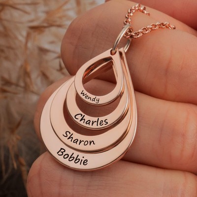 Personalised Drop Name Pendant Necklaces Gift for Her Mum Wife Grandma