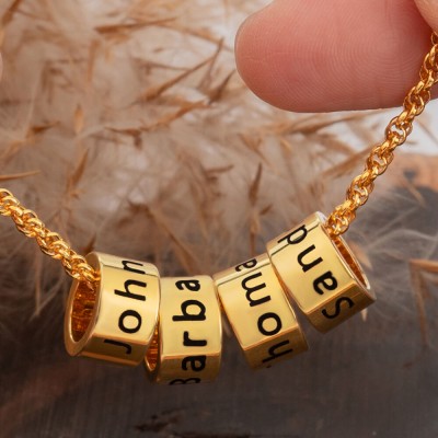 Personalised Name Necklaces With Engraved Beads For Mum Family Christmas Day Gift Ideas