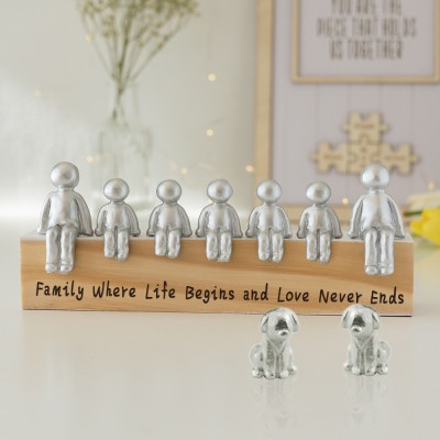 Personalised Sculpture Figurines Anniversary Gift Family Where Life Begins and Love Never Ends