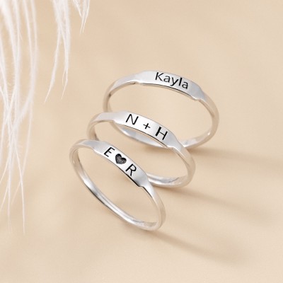 Personalised Initial and Name Stackable Bar Rings