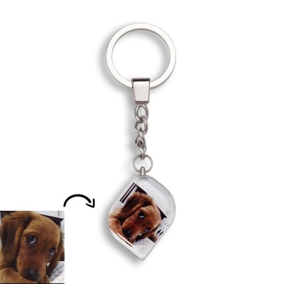 Custom Crystal Photo Keychain Personalized Picture Memorial Gifts